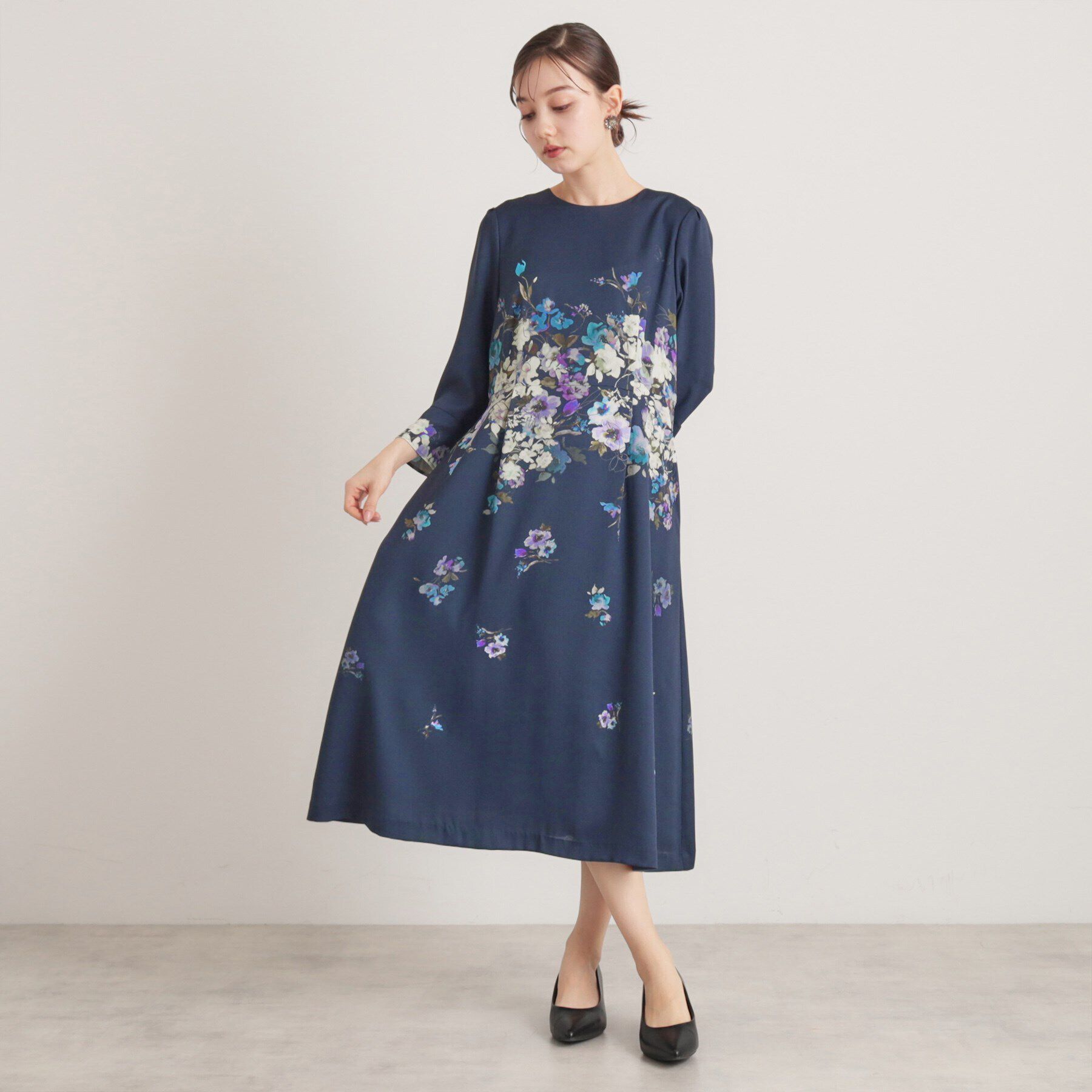 SunaUna「【着るだけでスタイルアップ／&yours project】パネルプリントワンピース」|ワンピース|