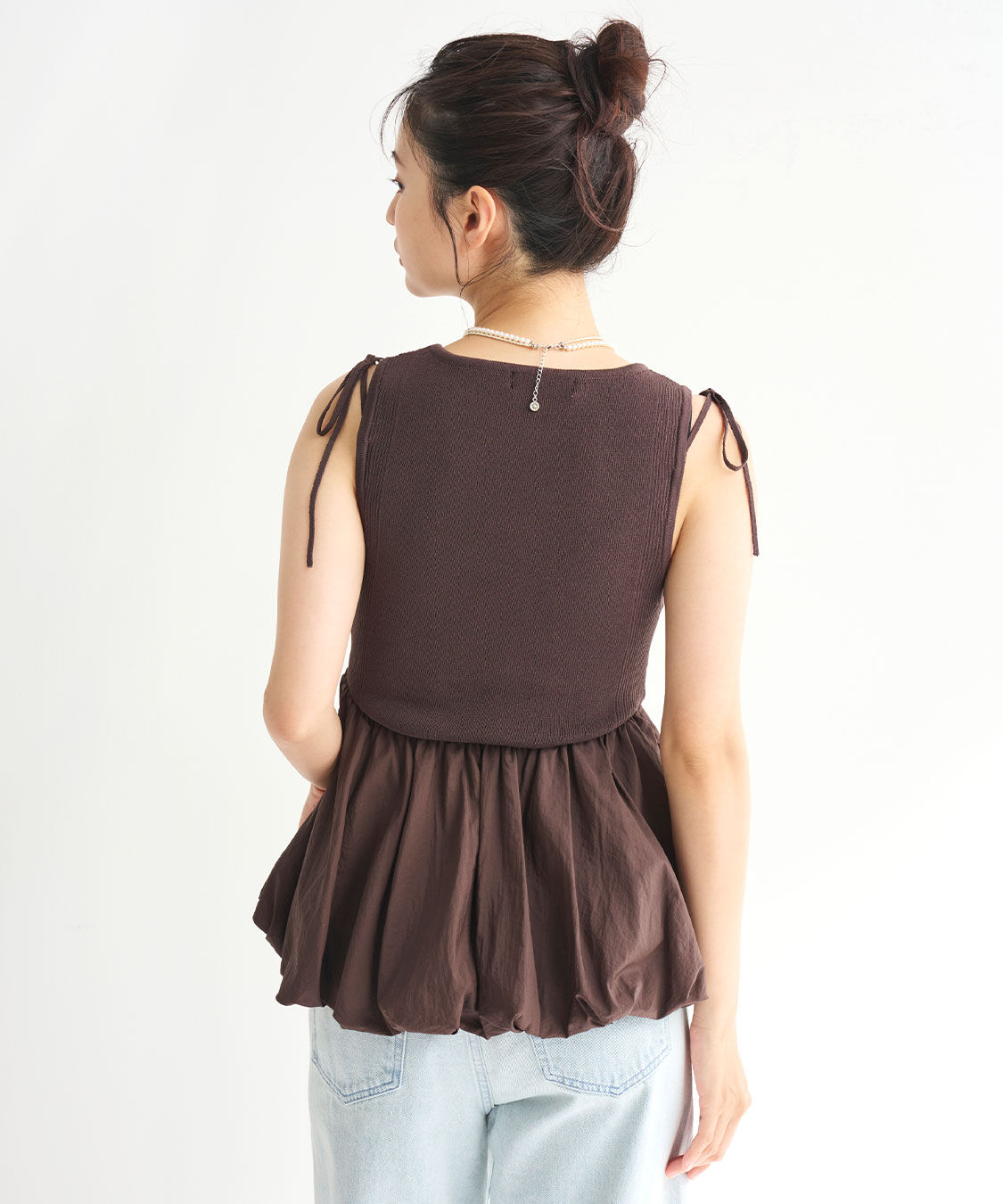 COCO DEAL「布帛ドッキングバルーンノースリニット」|ニット・セーター|