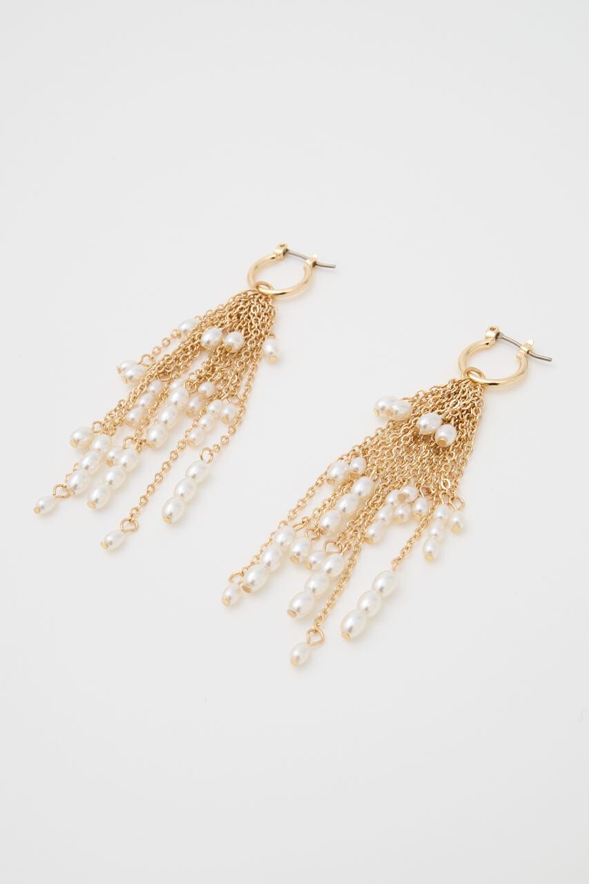 MOUSSY「F/PEARL FRINGE イヤリング」|ピアス|