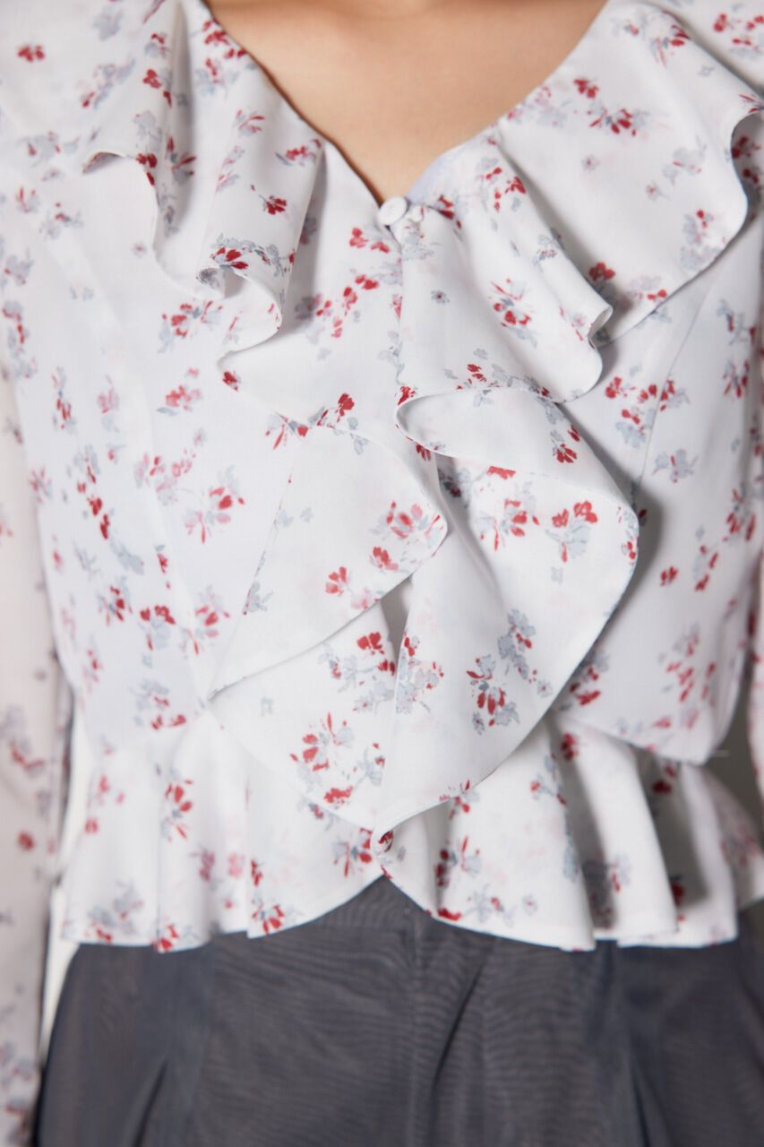 rienda「フロントフリルフラワーブラウス」|シャツ・ブラウス|