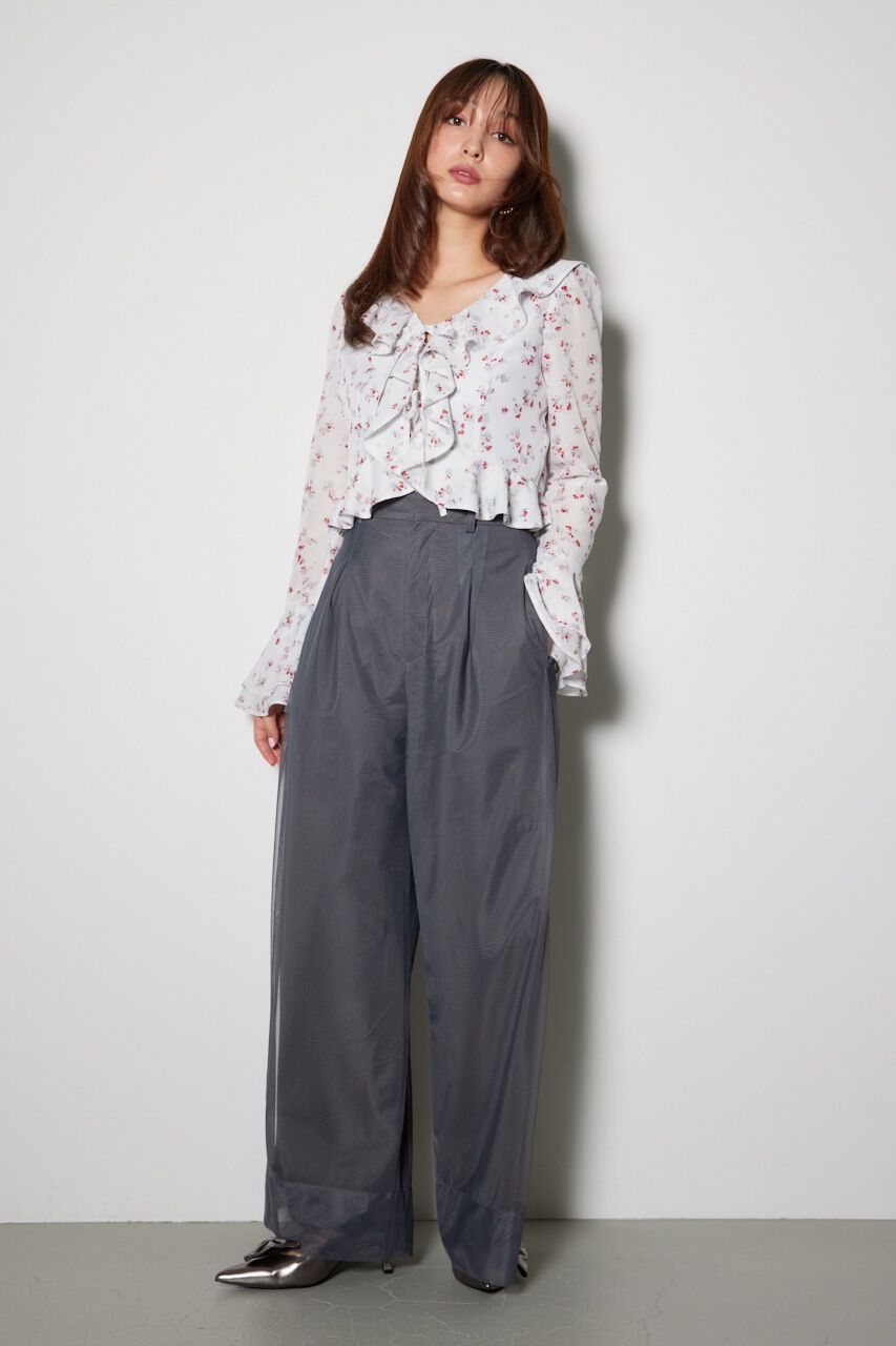 rienda「フロントフリルフラワーブラウス」|シャツ・ブラウス|