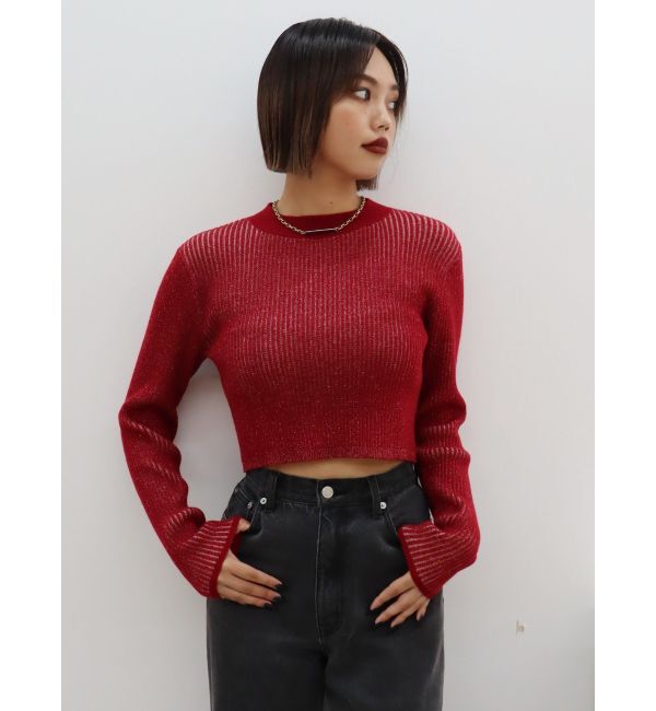EVRIS「プレーティングリブニットトップス」|ニット・セーター|