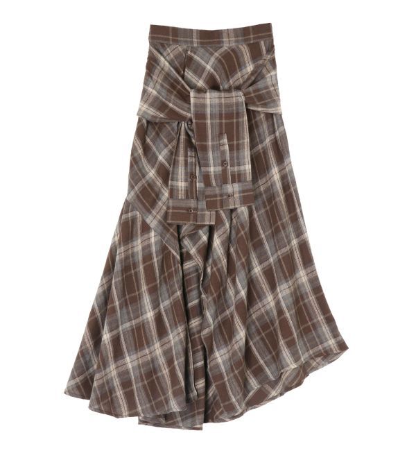 EVRIS「スリーブデザインチェックアシンメトリースカート」|スカート|