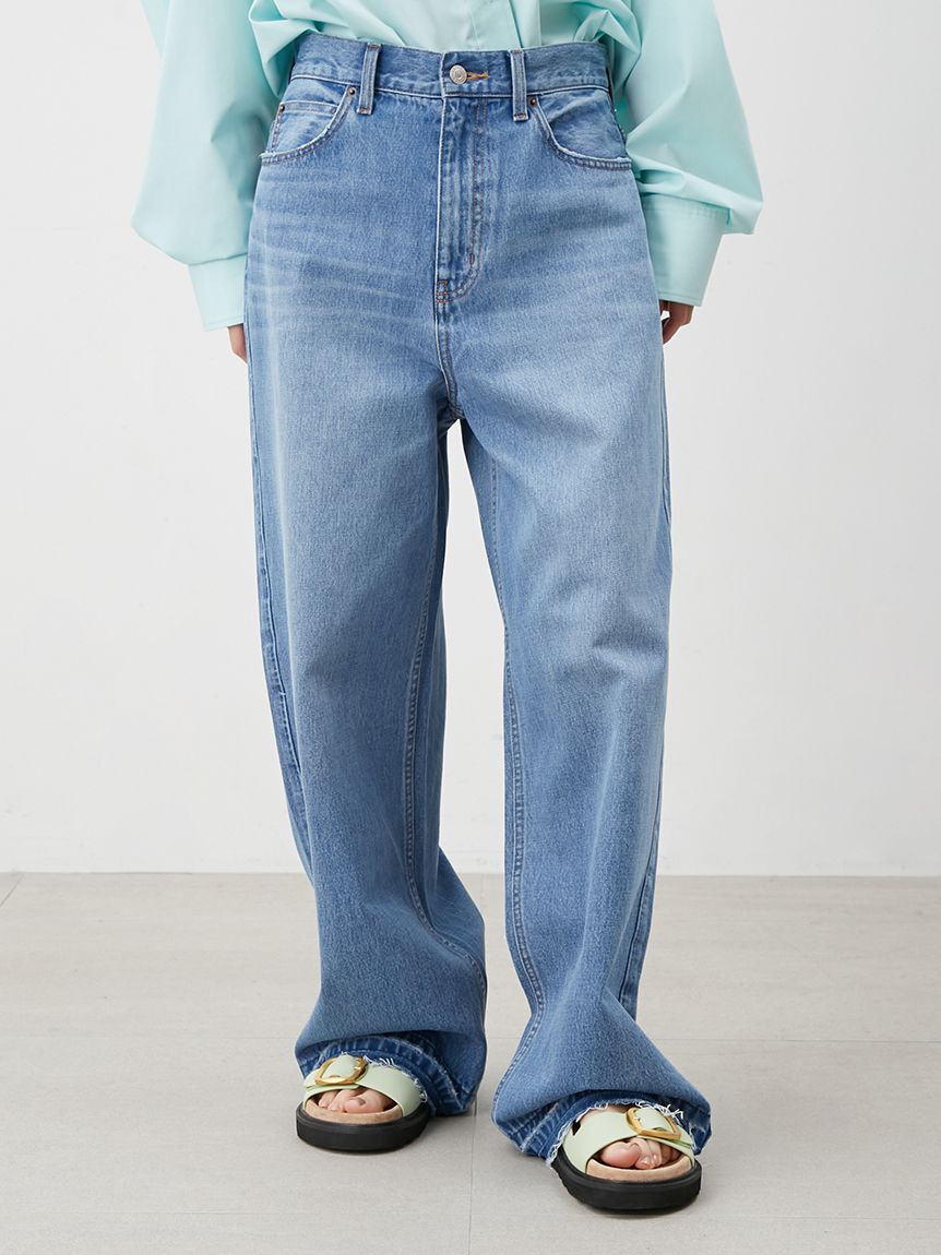 Mila Owen「【ウォッシャブル】撥水加工カットオフワイドデニムパンツ」|デニム|