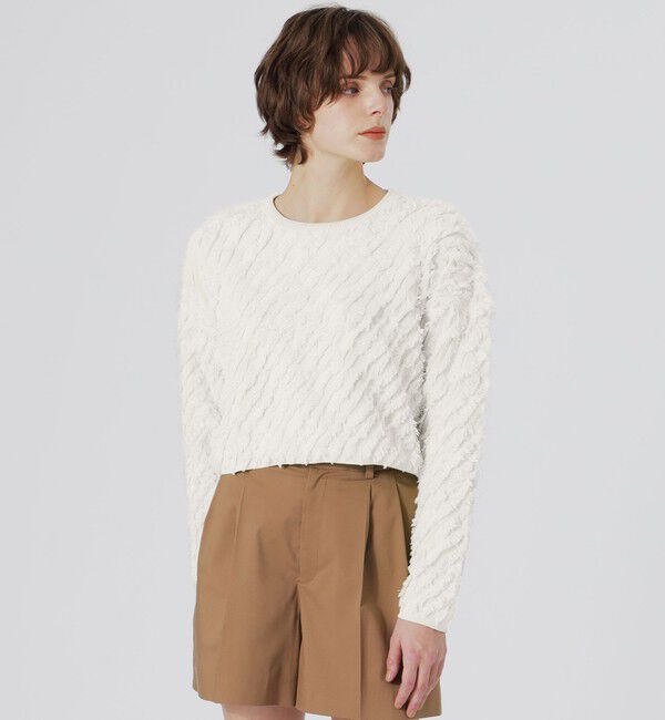  「カットジャガードプルオーバー」|ニット・セーター|ホワイト