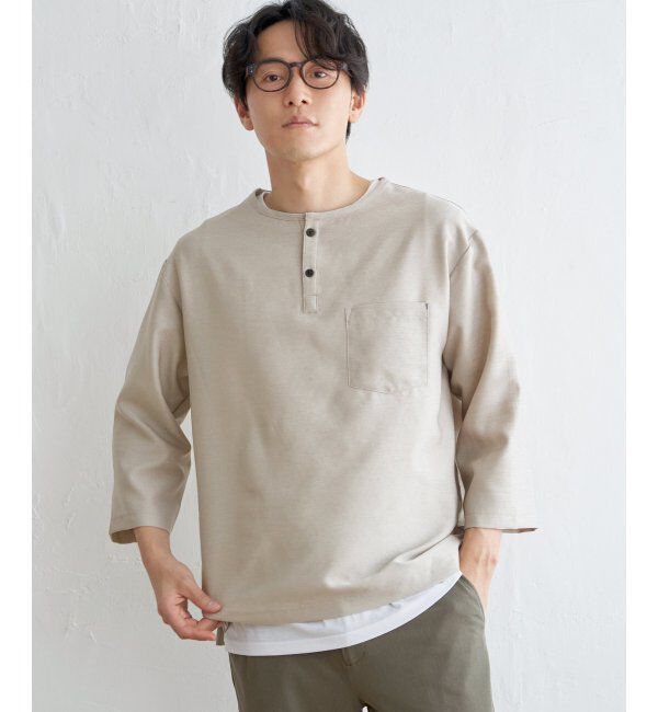 ikka「【イージーケア／吸水速乾】7分ヘンリーシャツTインナーセット【2点セット】」|シャツ・ブラウス|