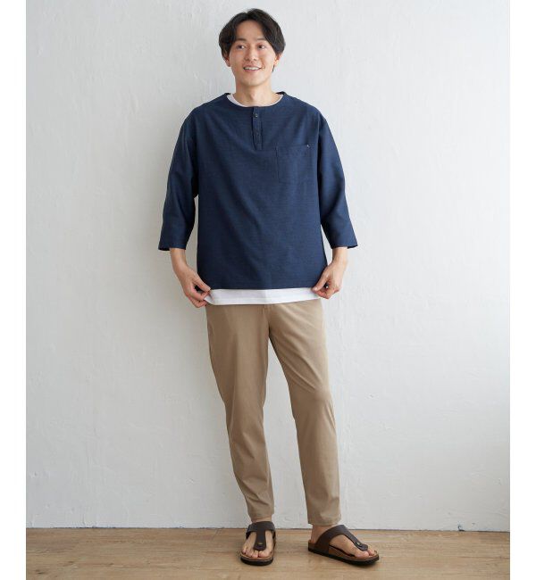 ikka「【イージーケア／吸水速乾】7分ヘンリーシャツTインナーセット【2点セット】」|シャツ・ブラウス|