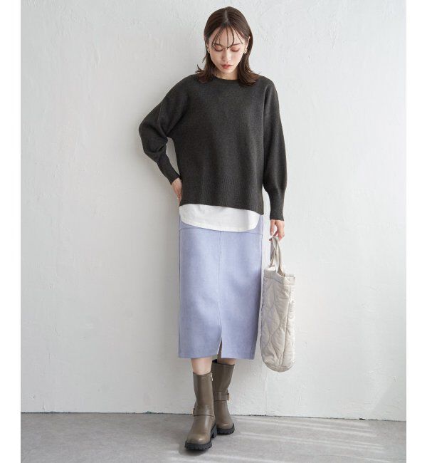 ikka「【親子おそろい】クリーミーサイドスリットニット」|プルオーバー|