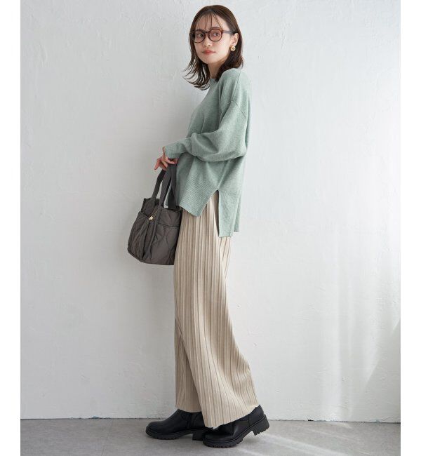 ikka「【親子おそろい】クリーミーサイドスリットニット」|プルオーバー|