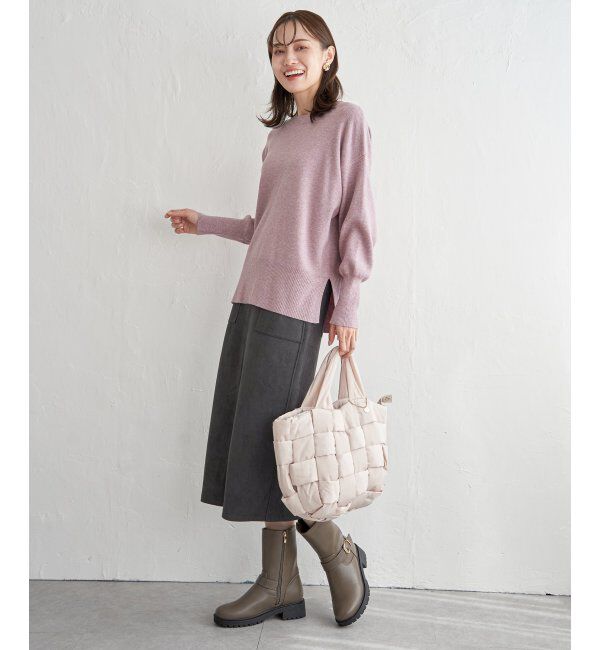 ikka「【親子おそろい】クリーミーサイドスリットニット」|プルオーバー|