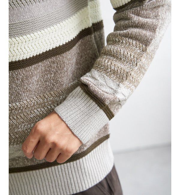 ikka「モールミックスボーダーニット」|プルオーバー|