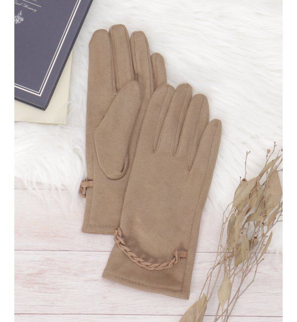 Lbc with Life「裾プラチェーン付きグローブ」|手袋|ベージュ