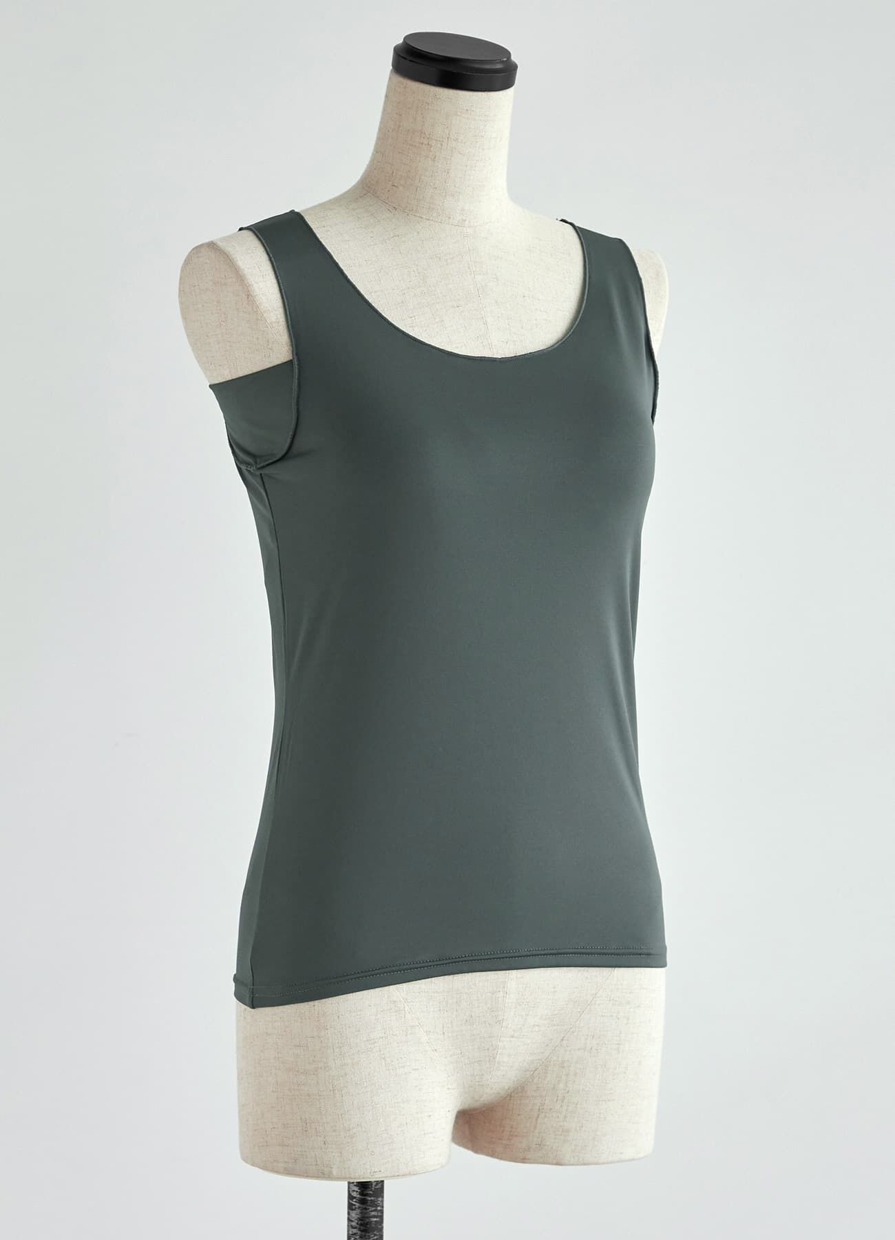 STYLE DELI「ワキ汗取りカップ付きインナータンクトップ／ハイバック」|インナー|オリーブグレー