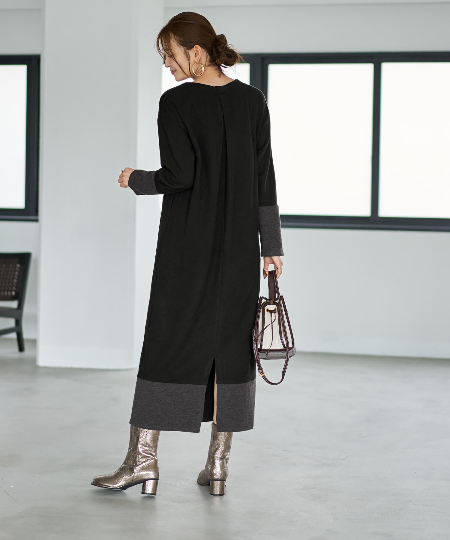 STYLE DELI「【MADE IN JAPAN】配色Uネックワンピース」|ワンピース|