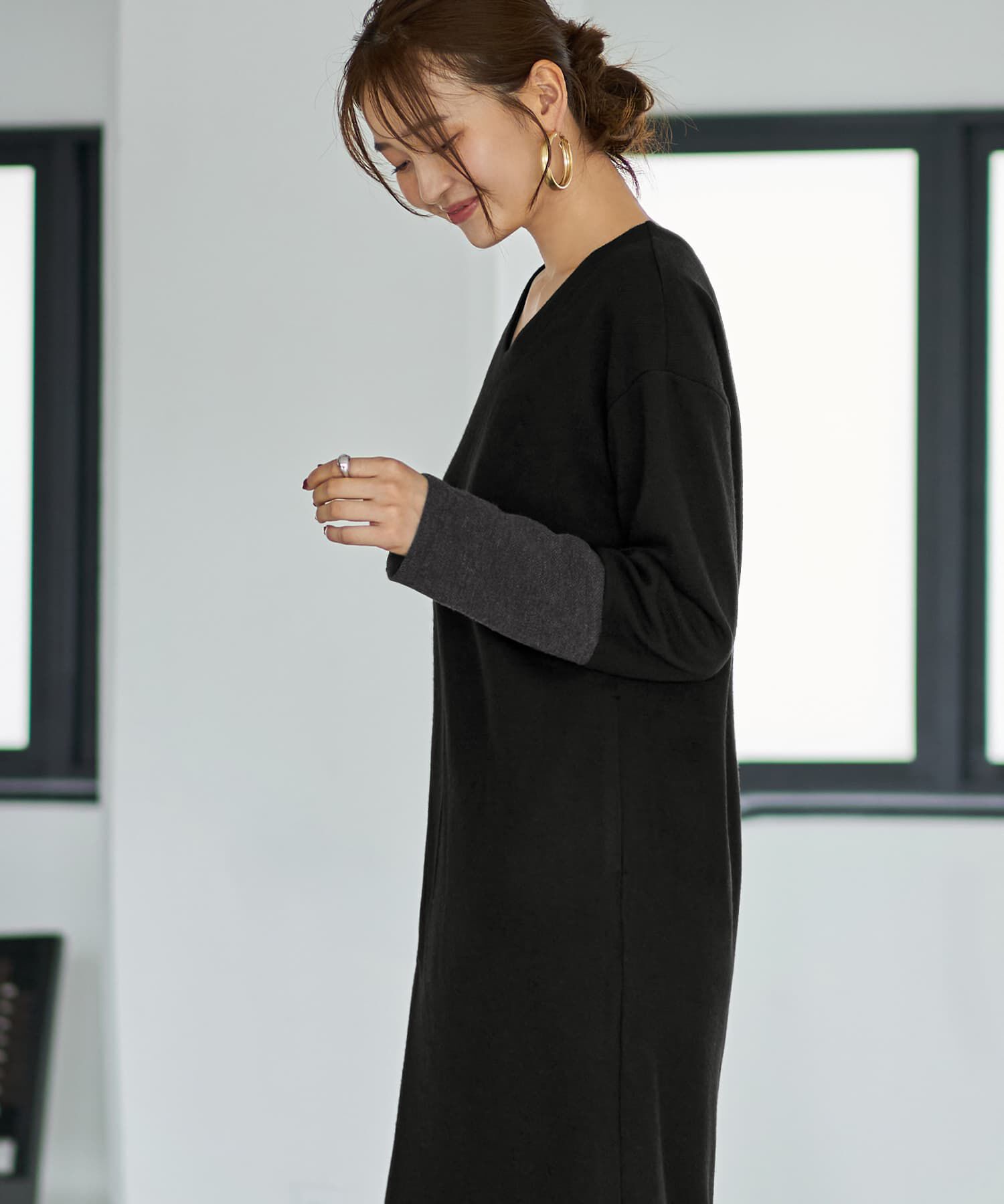 STYLE DELI「【MADE IN JAPAN】配色Uネックワンピース」|ワンピース|