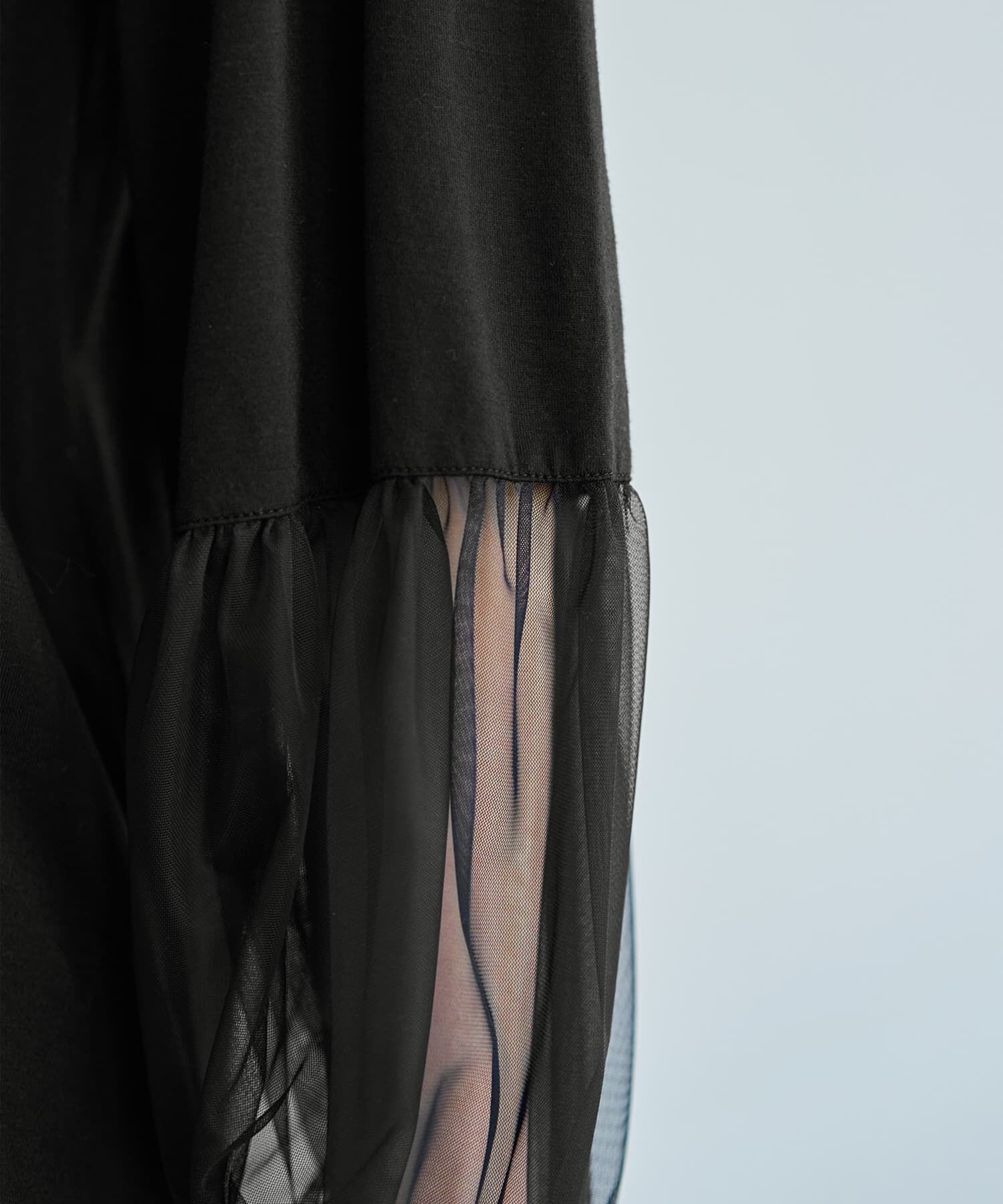 STYLE DELI「【Made in JAPAN】部分チュールのとろけるカットソートップス」|Tシャツ・カットソー|