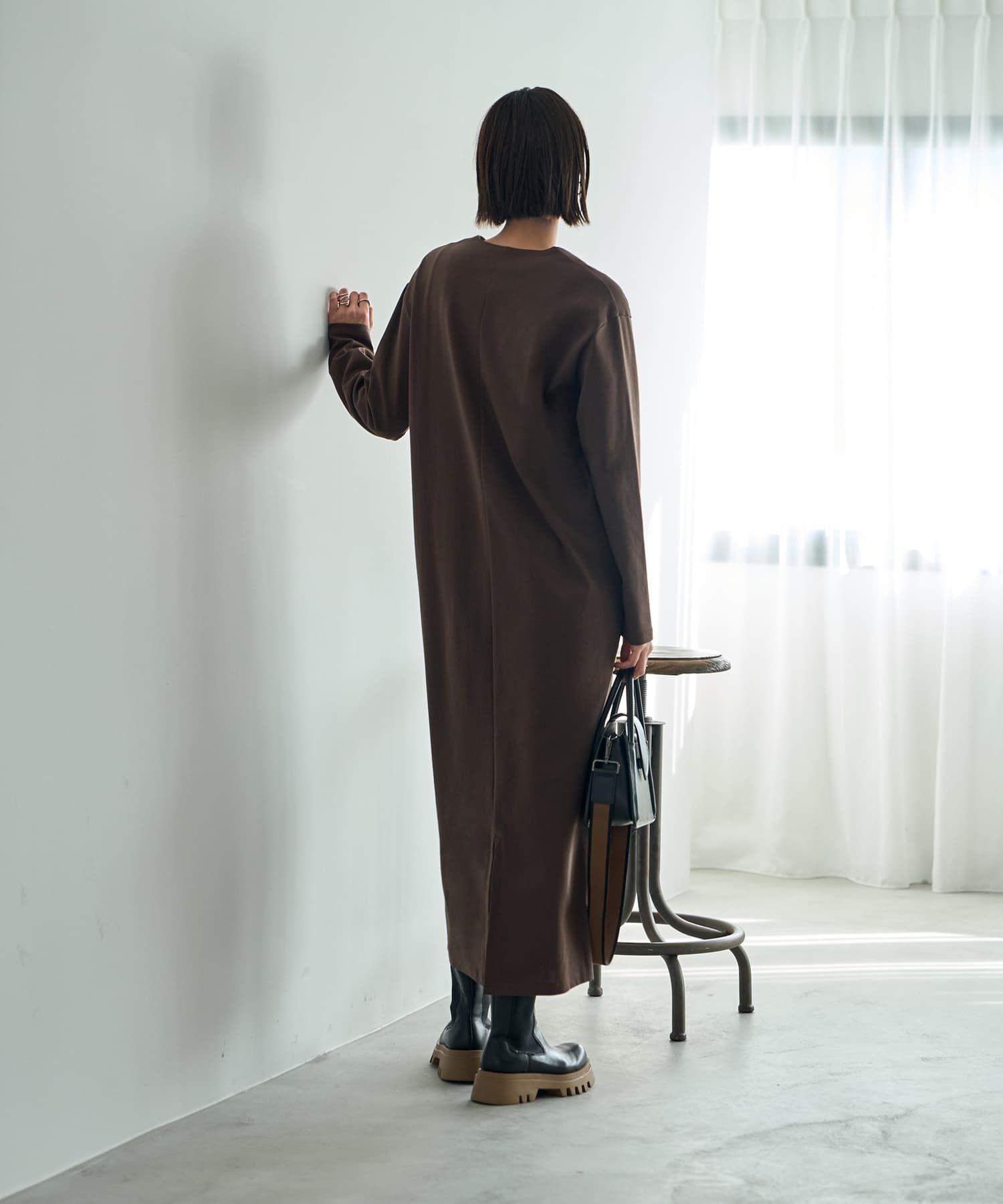 STYLE DELI「【Made in JAPAN】シルキーポンチ深Vワンピース」|ワンピース|