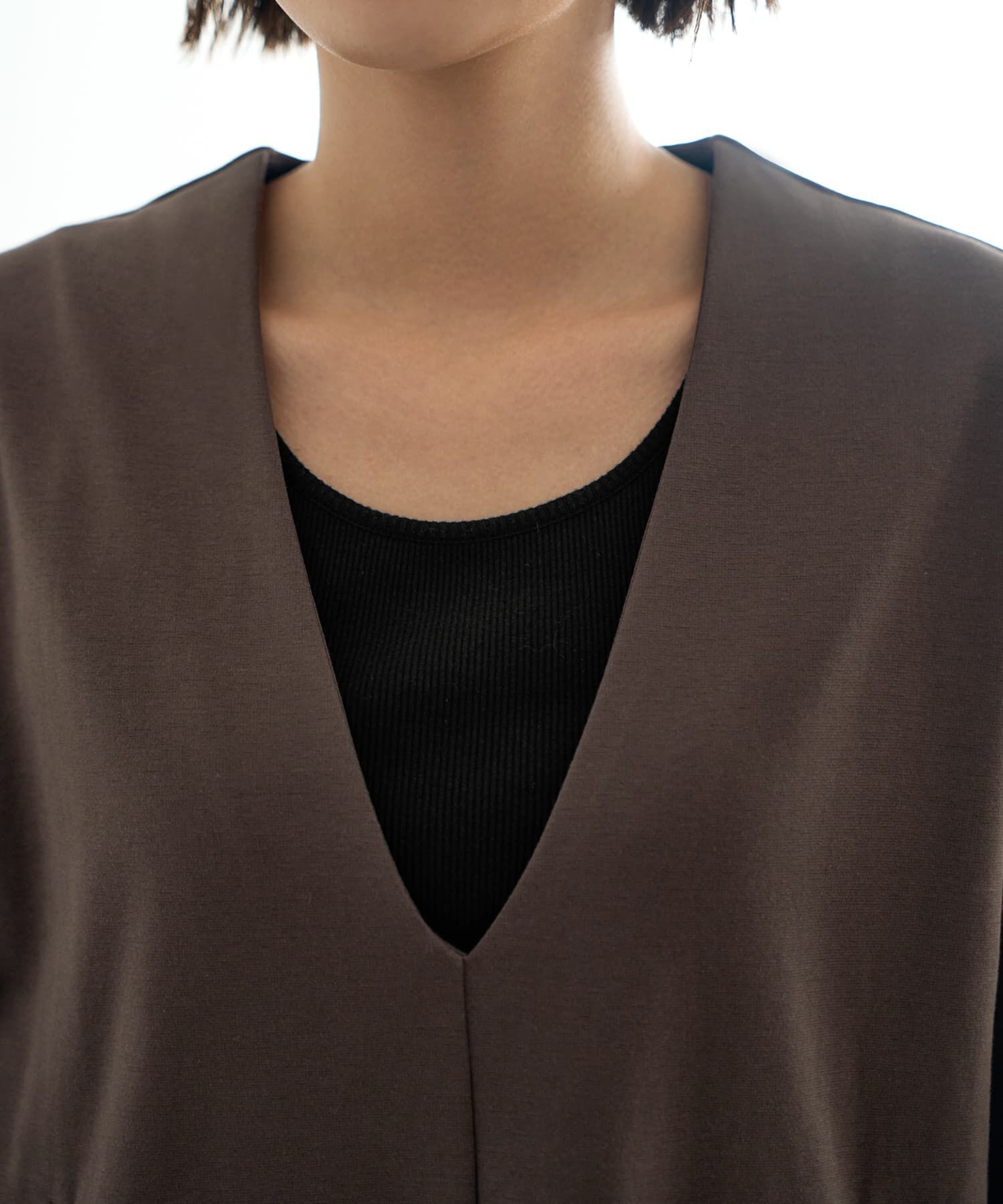 STYLE DELI「【Made in JAPAN】シルキーポンチ深Vワンピース」|ワンピース|