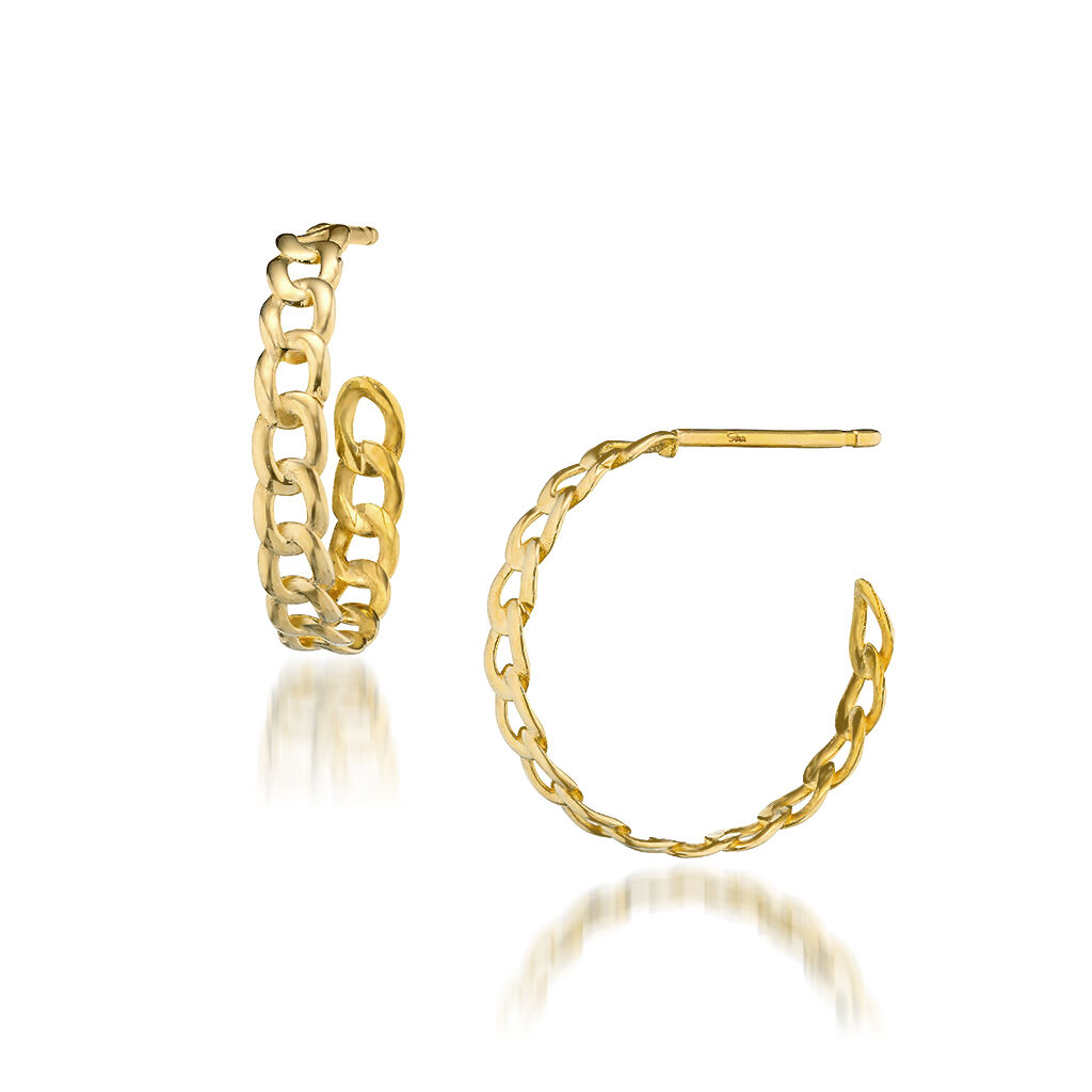 STAR JEWELRY「CHAIN HOOP PIERCED EARRINGS」|ピアス|イエローゴールド