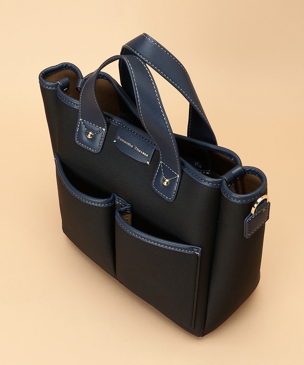 Samantha Thavasa「キャンバスデザイン 合皮スクエアトートバッグ 小サイズ」|トートバッグ|