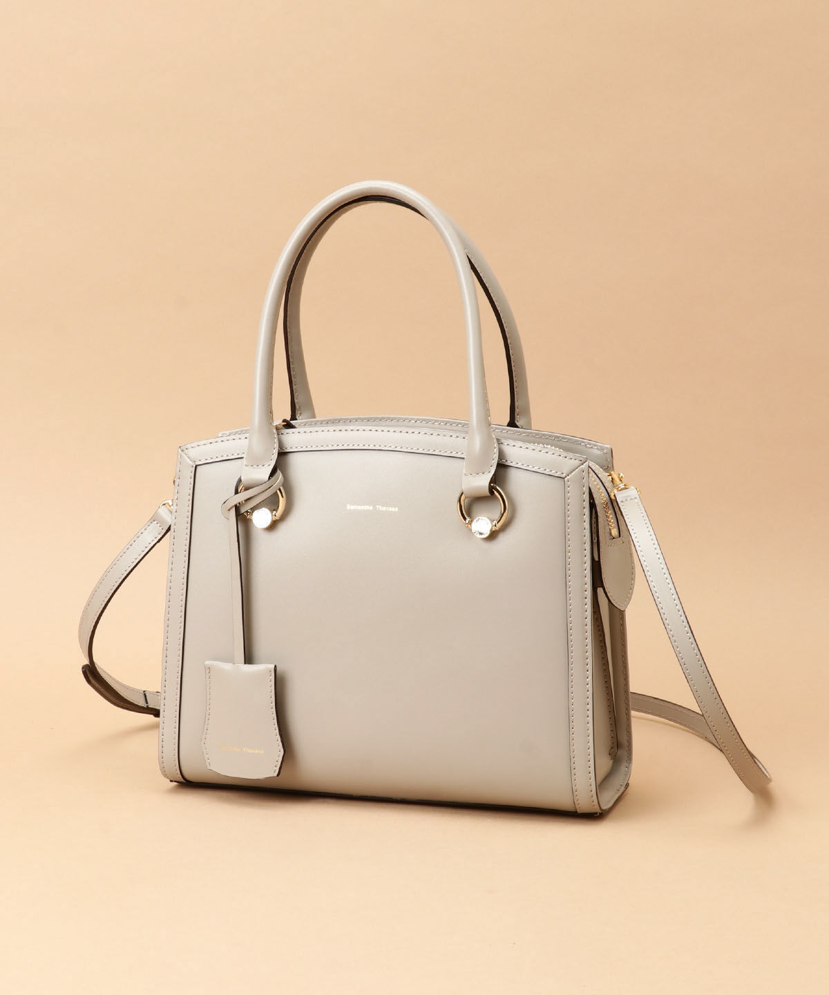 Samantha Thavasa「サークル金具デザイン レザースクエアバッグ 大サイズ」|ハンドバッグ|