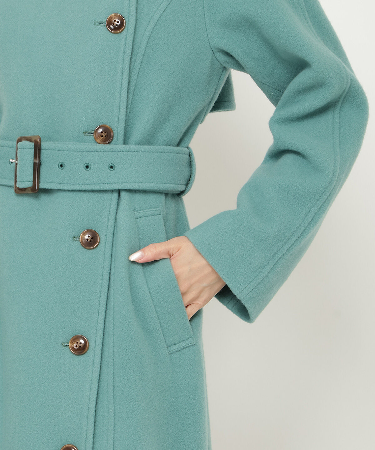 アンドクチュール「ウールモッサアシメボタンロングコート」|ダウン|