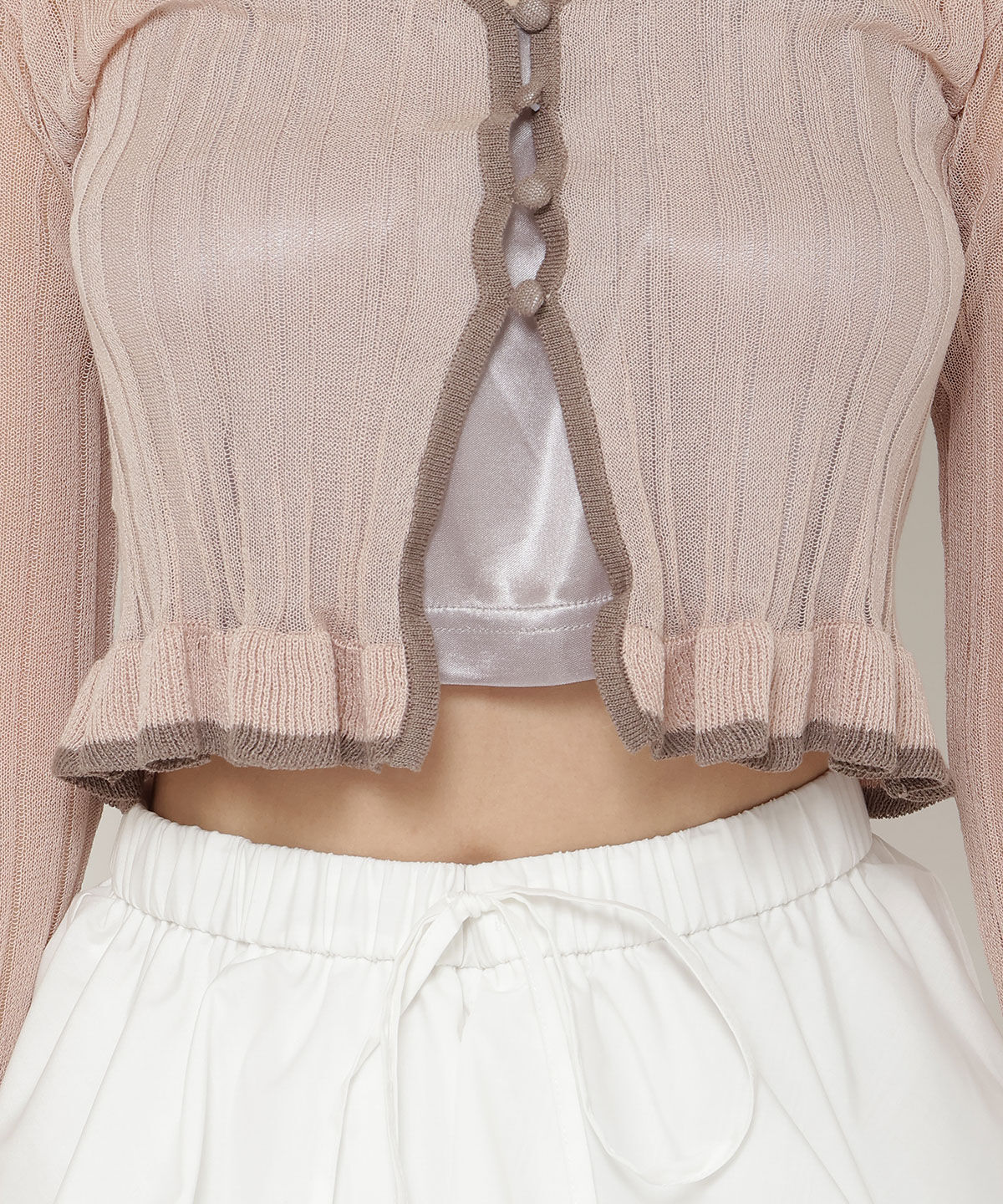 REDYAZEL「ヘム配色シアーカーディガン」|カーディガン|