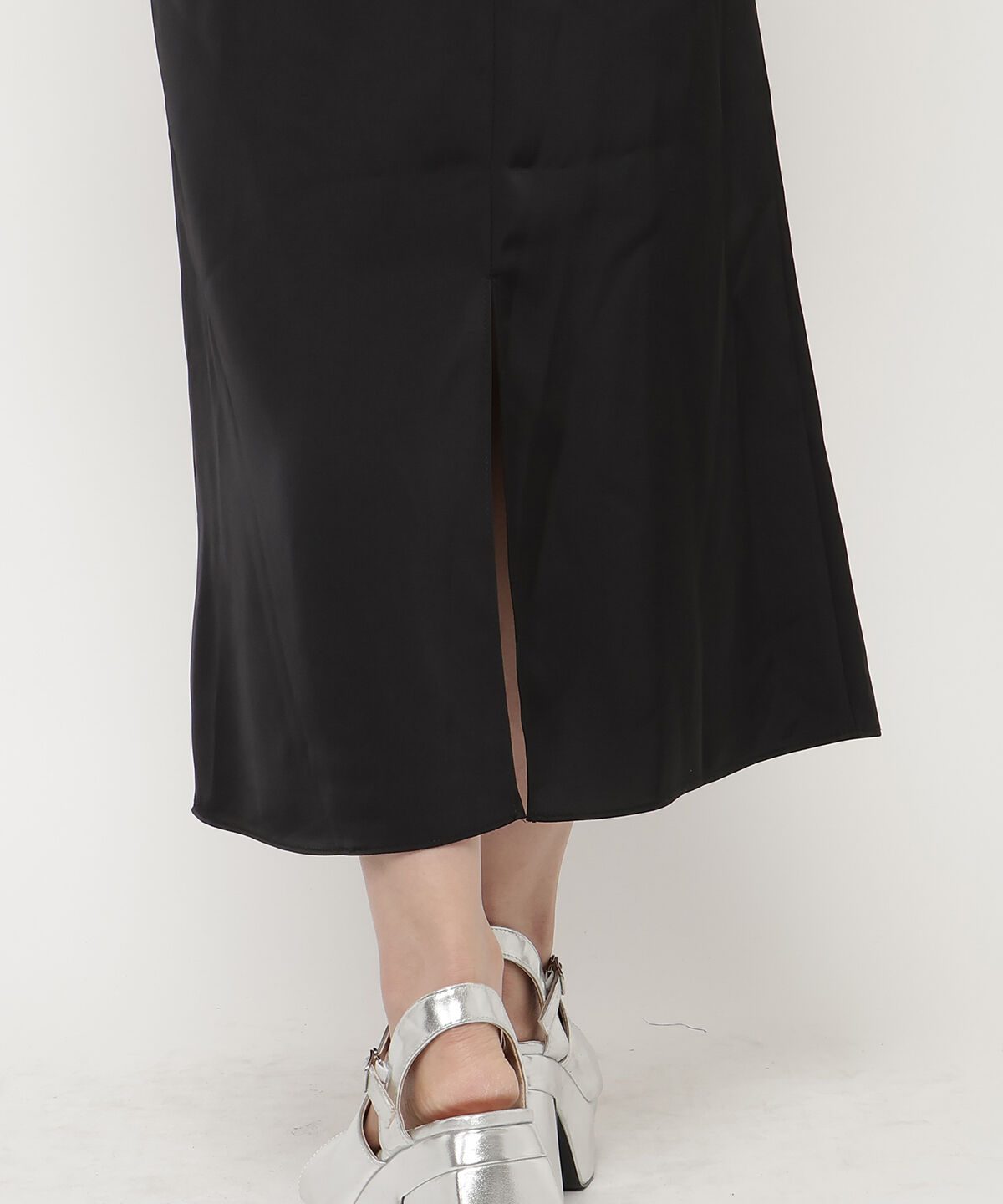 REDYAZEL「ハイウエストサテンナロースカート」|タイト|