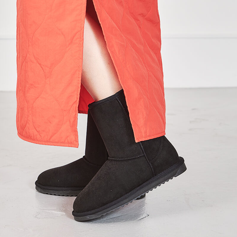 ORiental TRaffic「【累計2万足突破】  ミドル ムートン ブーツ /25401 折り返しても使える！ 防寒」|ショートブーツ|