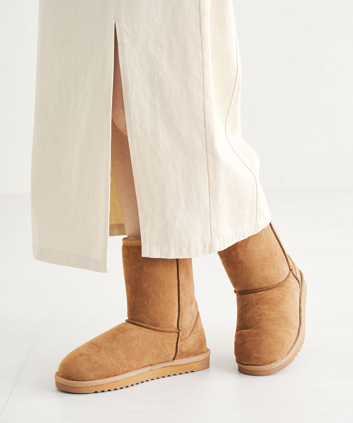 ORiental TRaffic「【累計2万足突破】  ミドル ムートン ブーツ /25401 折り返しても使える！ 防寒」|ショートブーツ|