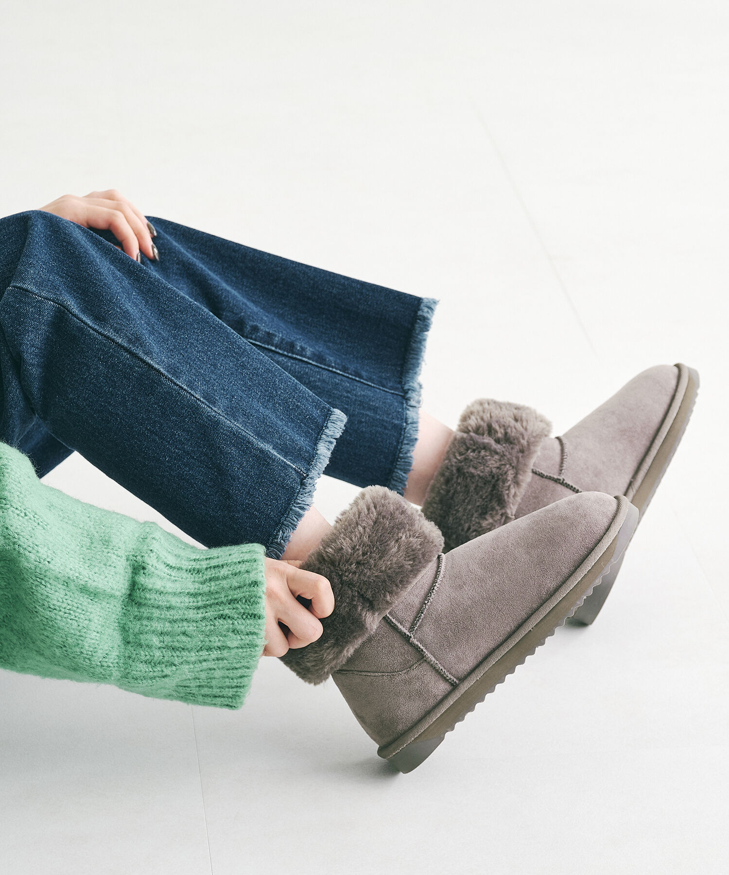 ORiental TRaffic「【累計2万足突破】  ミドル ムートン ブーツ /25401 折り返しても使える！ 防寒」|ショートブーツ|