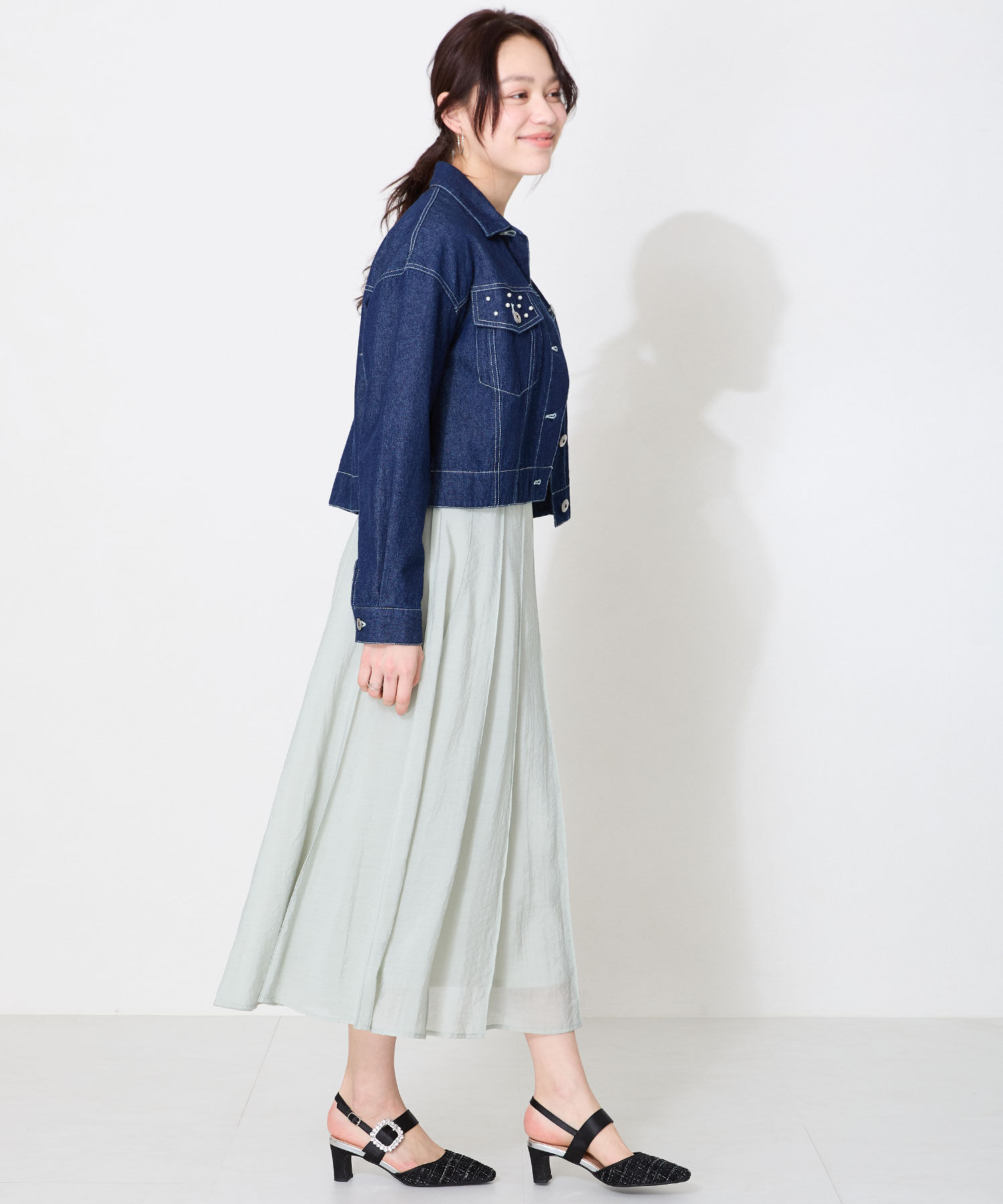 ORiental TRaffic「●2025春夏新作●ビジューストラップツイードパンプス/51115」|パンプス|