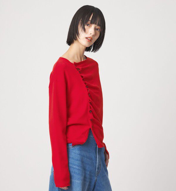 EMMEL REFINES「＜EMMEL REFINES＞EM アシメタック ボタン カーディガン」|カーディガン|