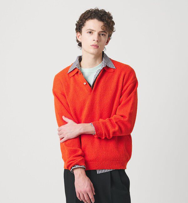 BEAUTY&YOUTH UNITED ARROWS「ヴァンプコットン ポロニット ウォッシャブル」|ニット・セーター|RED