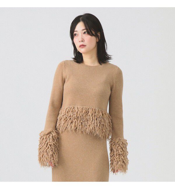 Ray BEAMS 「RBS / フリンジ キリカエ クルーネック ニット」|ニット・セーター|