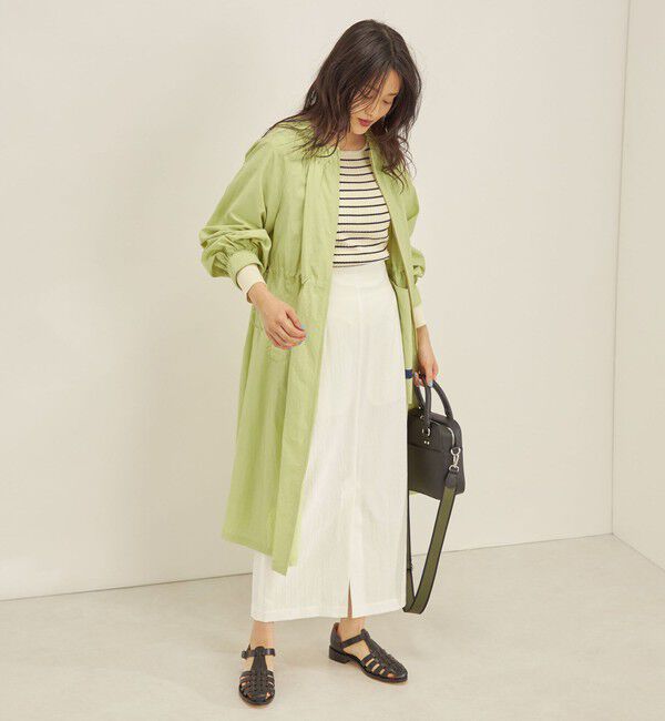 SHIPS for women「〈撥水加工〉ナイロン ドロスト ロング コート ◇」|ノーカラーコート|