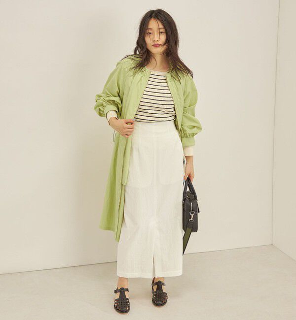 SHIPS for women「〈撥水加工〉ナイロン ドロスト ロング コート ◇」|ノーカラーコート|