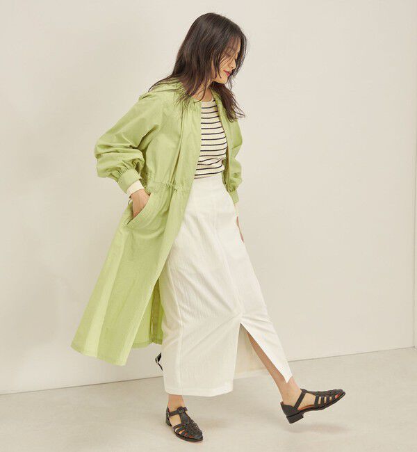 SHIPS for women「〈撥水加工〉ナイロン ドロスト ロング コート ◇」|ノーカラーコート|