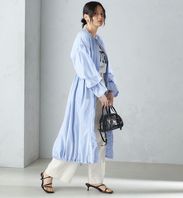 SHIPS for women「〈撥水加工/手洗い可能〉裾 ドロスト ノーカラー ロング コート 24SS ◇」|ノーカラーコート|