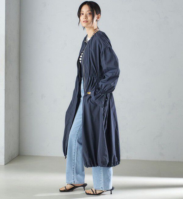 SHIPS for women「〈撥水加工/手洗い可能〉裾 ドロスト ノーカラー ロング コート 24SS ◇」|ノーカラーコート|