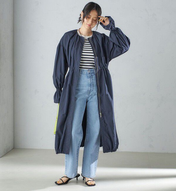 SHIPS for women「〈撥水加工/手洗い可能〉裾 ドロスト ノーカラー ロング コート 24SS ◇」|ノーカラーコート|