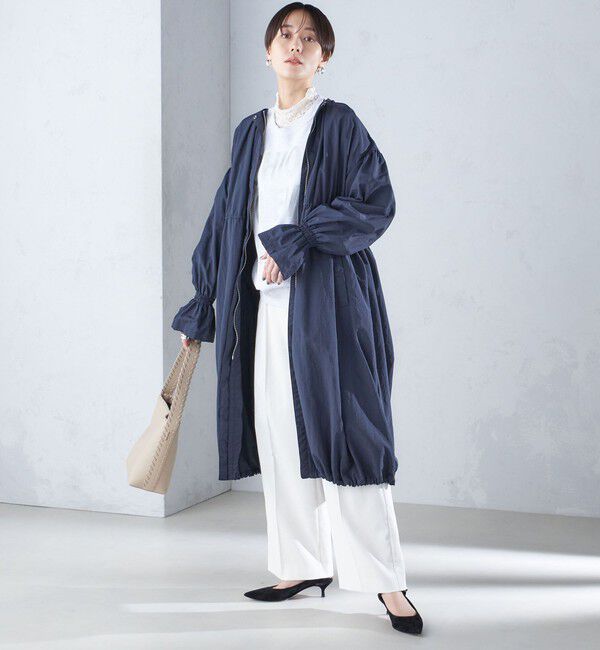 SHIPS for women「〈撥水加工/手洗い可能〉裾 ドロスト ノーカラー ロング コート 24SS ◇」|ノーカラーコート|