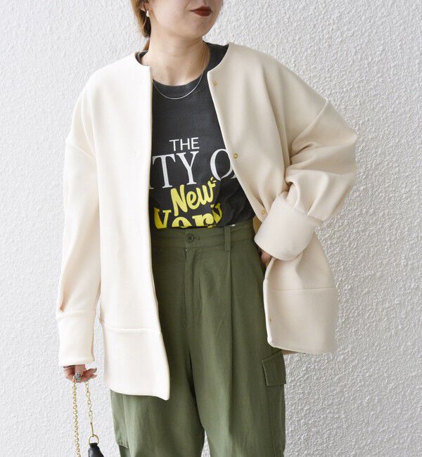 SHIPS any「SHIPS any:〈洗濯機可能〉ダブルジャージー ノーカラー コート」|ノーカラージャケット|