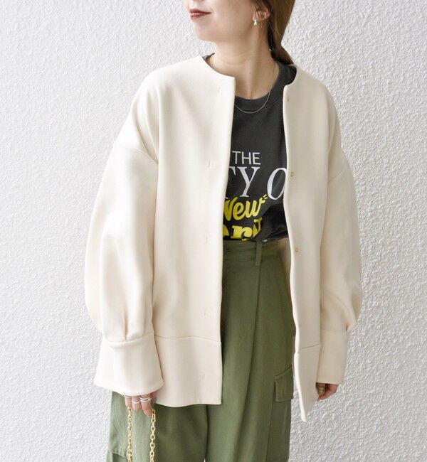 SHIPS any「SHIPS any:〈洗濯機可能〉ダブルジャージー ノーカラー コート」|ノーカラージャケット|