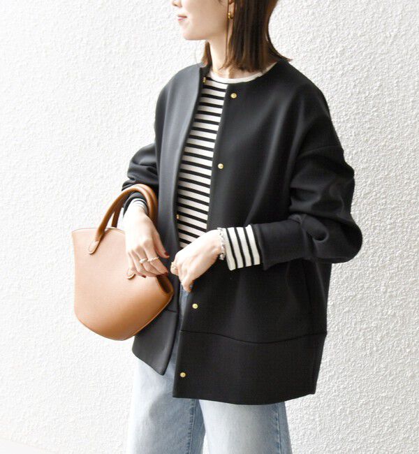 SHIPS any「SHIPS any:〈洗濯機可能〉ダブルジャージー ノーカラー コート」|ノーカラージャケット|