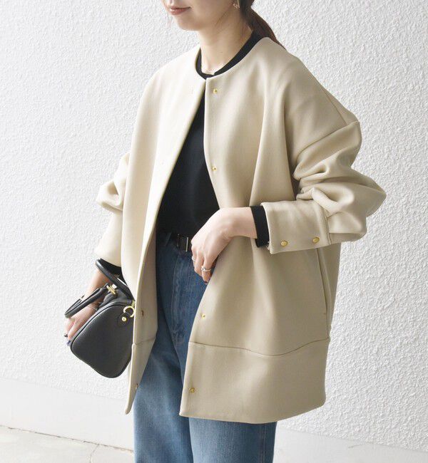 SHIPS any「SHIPS any:〈洗濯機可能〉ダブルジャージー ノーカラー コート」|ノーカラージャケット|