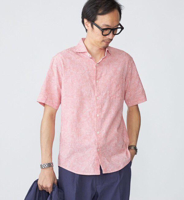 SHIPS「SHIPS: コットン/リネン モチーフ プリント ワイドカラー シャツ」|シャツ・ブラウス|