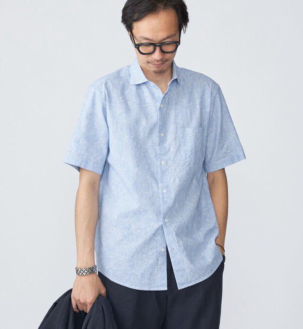 SHIPS「SHIPS: コットン/リネン モチーフ プリント ワイドカラー シャツ」|シャツ・ブラウス|