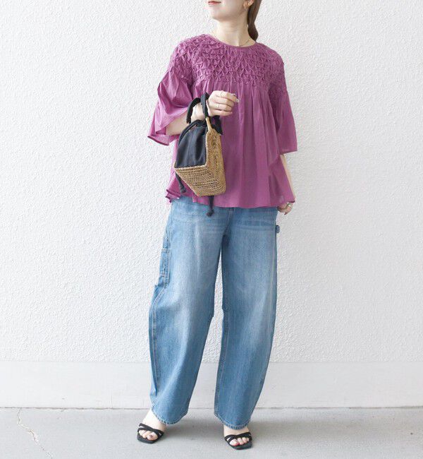 SHIPS any「SHIPS any:〈洗濯機可能〉ハンドスモッキング コットン フレア ブラウス」|シャツ・ブラウス|