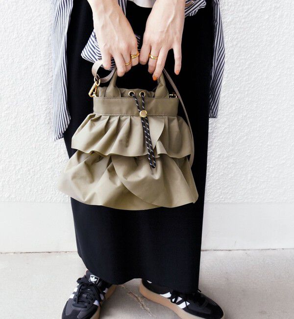 SHIPS for women「【WEB限定】 2WAY ナイロン フリル ショルダー バッグ」|ショルダー・メッセンジャー|ベージュ